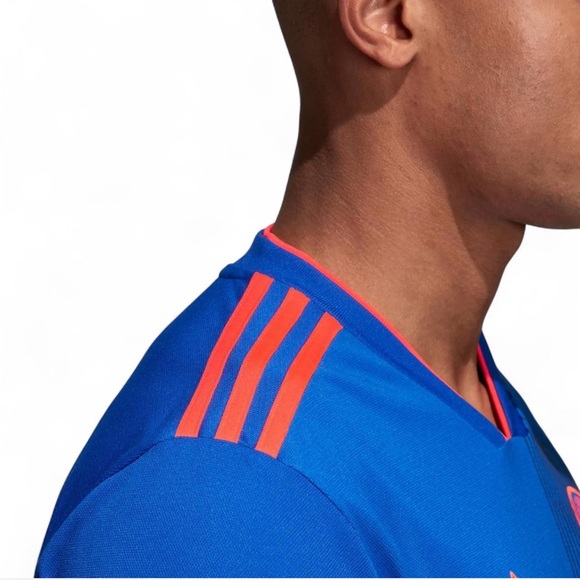 ADIDAS Male 2018-2019 Colombia Away Blue & Orange Football Shirt {Large} - Picture 3 of 6